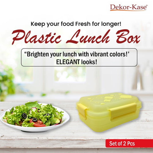 Dekor-Kase BPA Free Plastic Kitchen Storage Box with Clip On Lid | Multipurpose Food Storage Container for Dry Fruits, Pulses, Rice, Grain, Wheat - Set of 1 Pcs (Yellow) 4700 ml