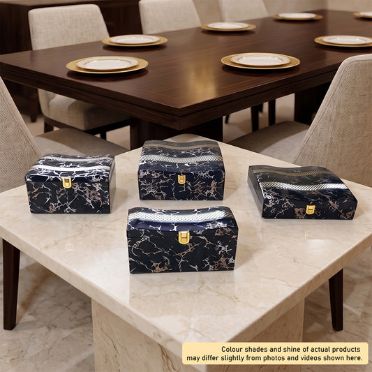 Set of 4 Pieces : (S4-1,P001,BlkMrbl)
