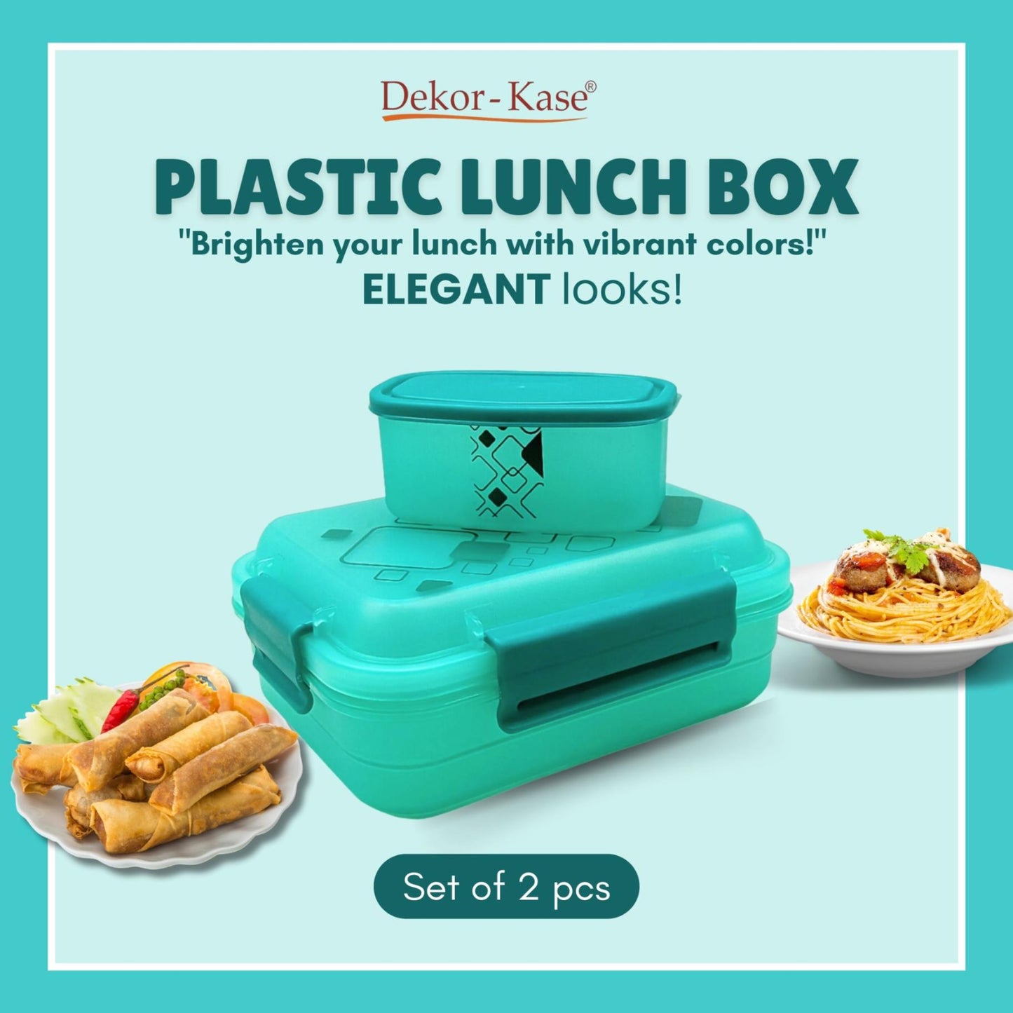 Plastic Lunch Box-Blue (Set of 2 pcs : 1 "Clip On"SB-H45 + 1 "Mini"SB-H44 )