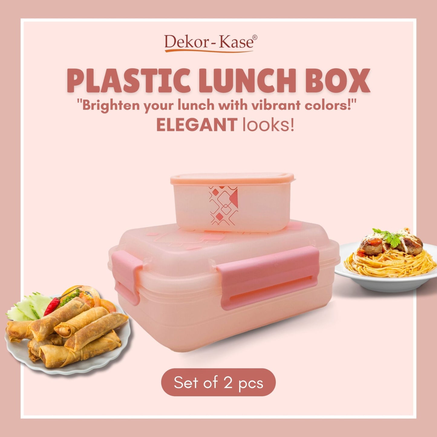 Plastic Lunch Box-Blue (Set of 2 pcs : 1 "Clip On"SB-H45 + 1 "Mini"SB-H44 )