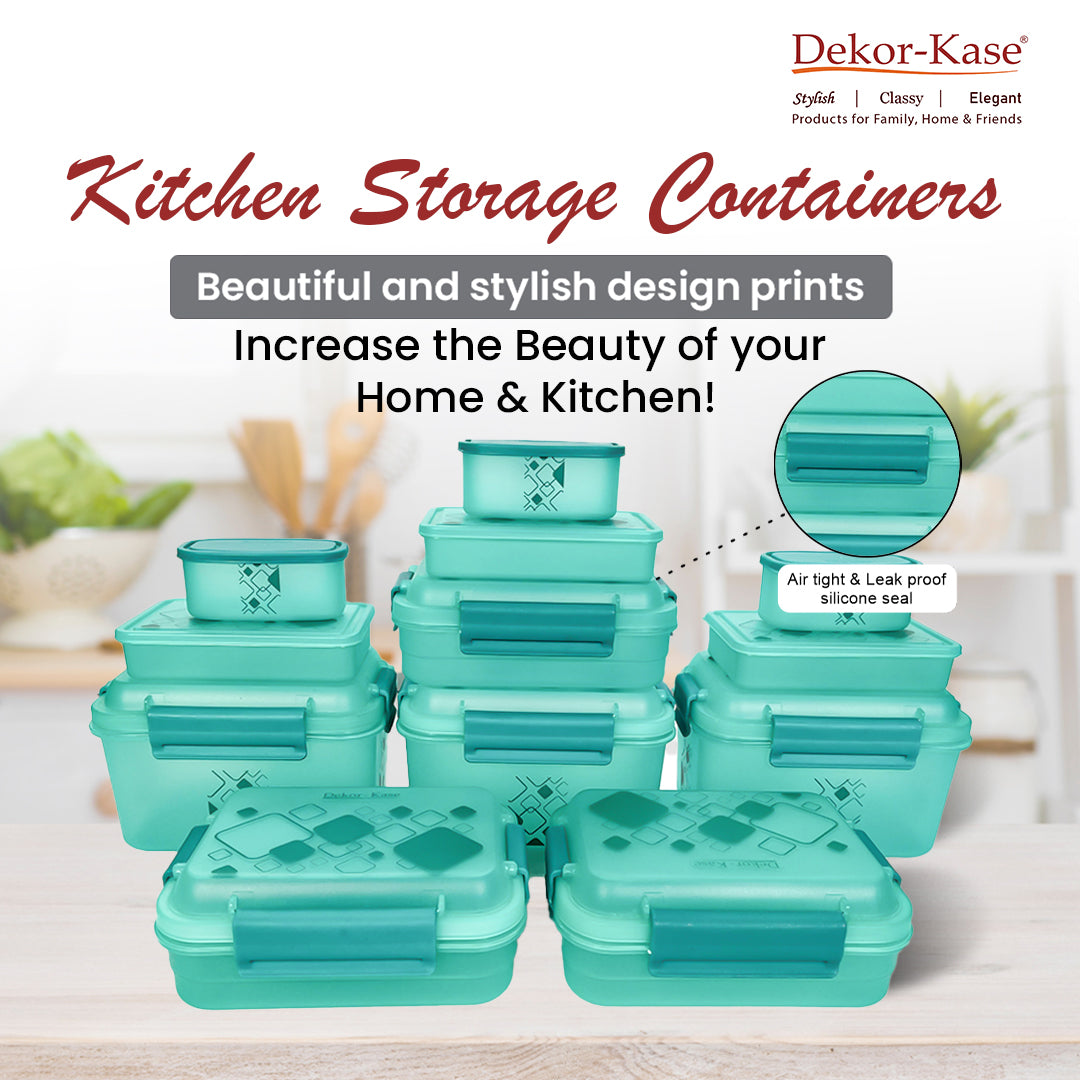 Multipurpose Food Storage Container for Dry Fruits, Pulses, Rice, Grain, Wheat |Semi-Transparent & Airtight | BPA-Free | Kitchen Organizer | Set of 12 – 3x1900 ml, 3x900 ml, 3x350 ml, 3x190 ml | Rectangular Shape