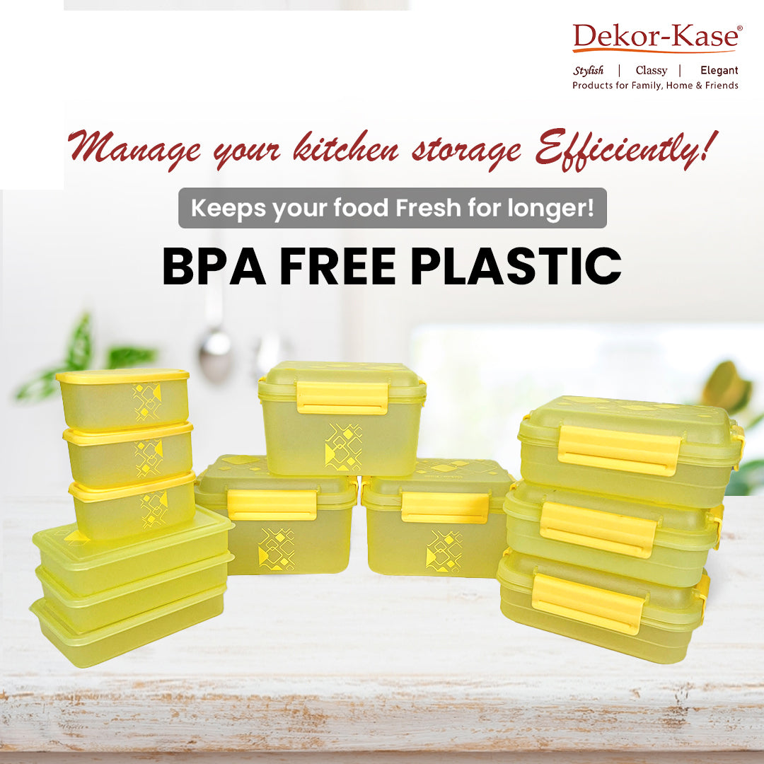 Multipurpose Food Storage Container for Dry Fruits, Pulses, Rice, Grain, Wheat |Semi-Transparent & Airtight | BPA-Free | Kitchen Organizer | Set of 12 – 3x1900 ml, 3x900 ml, 3x350 ml, 3x190 ml | Rectangular Shape