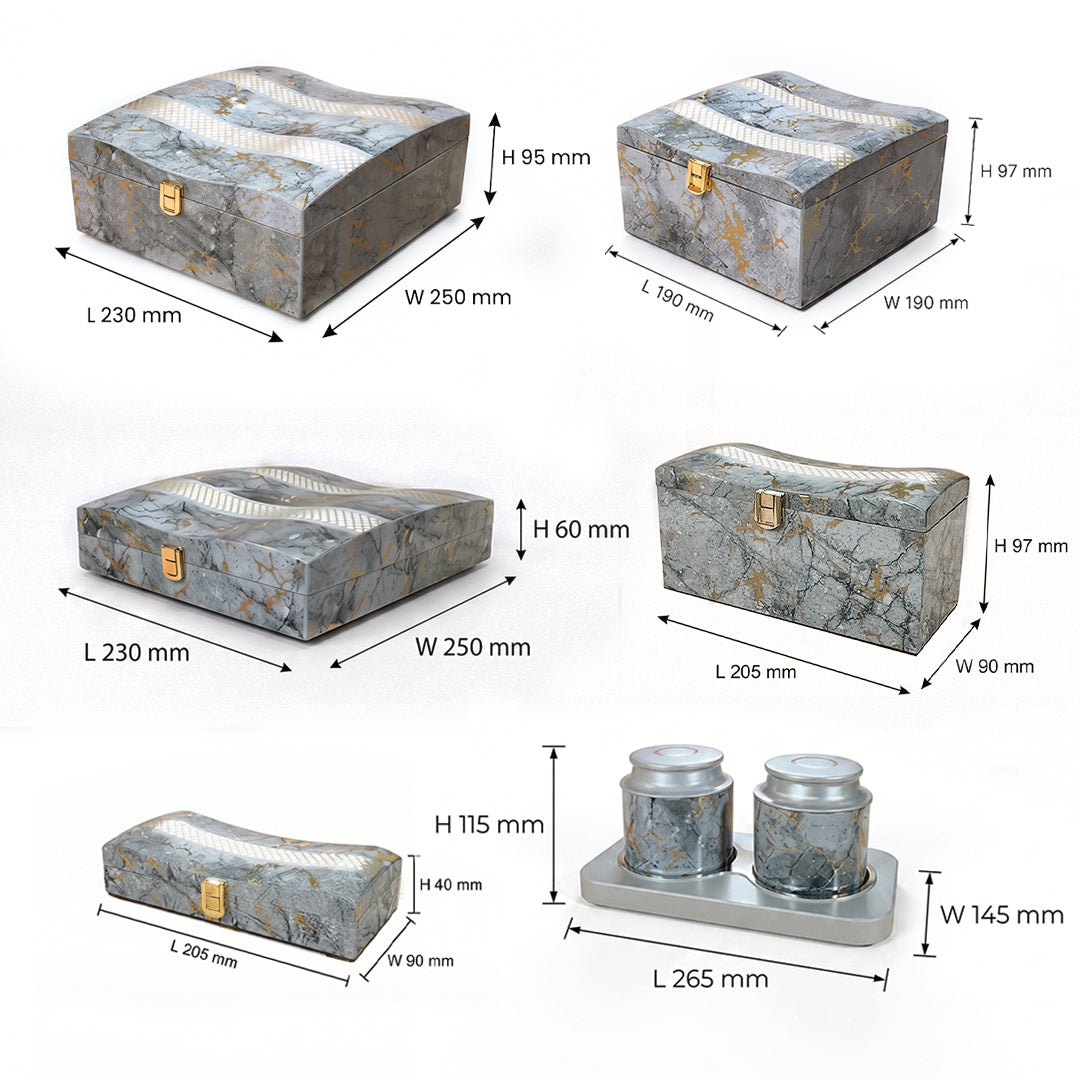 Set of 6 Pieces : (S6-1,P001,GreyMrbl)