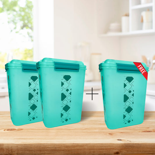Buy 2 Get 1 Free – 4700 ml Kitchen Storage Container Set | Airtight | Dekor-Kase | BPA Free, Semi Transparent with Clip Lock Lid – Ideal for Rice, Atta, Pulses & More