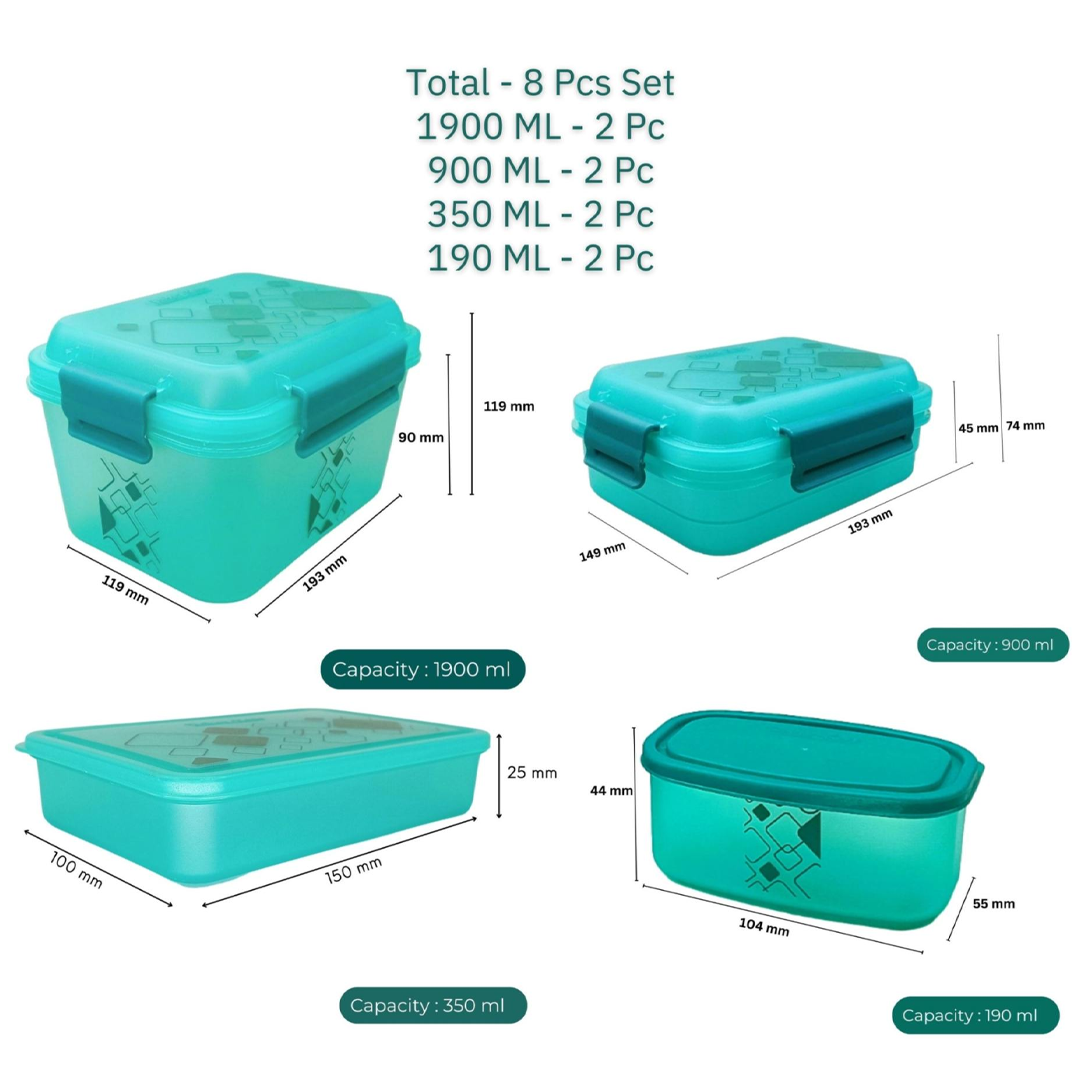 Kitchen Storage Container Set of 8 pcs (2"Clip On"SB-H90) + (2"Clip On"SB-H45) + (2"Elegant"SB-H25) + (2"Mini"SB-H44)
