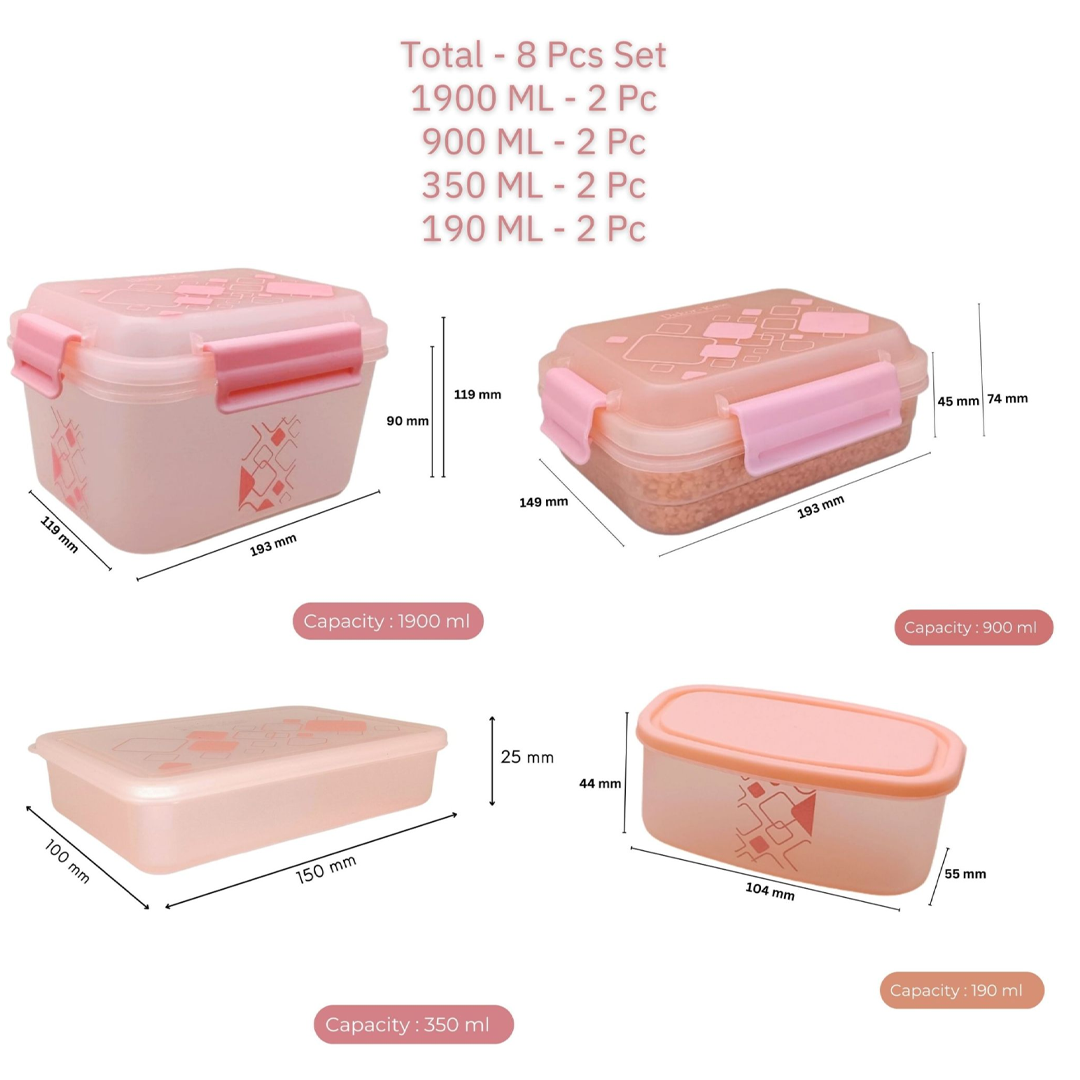 Kitchen Storage Container Set of 8 pcs (2"Clip On"SB-H90) + (2"Clip On"SB-H45) + (2"Elegant"SB-H25) + (2"Mini"SB-H44)