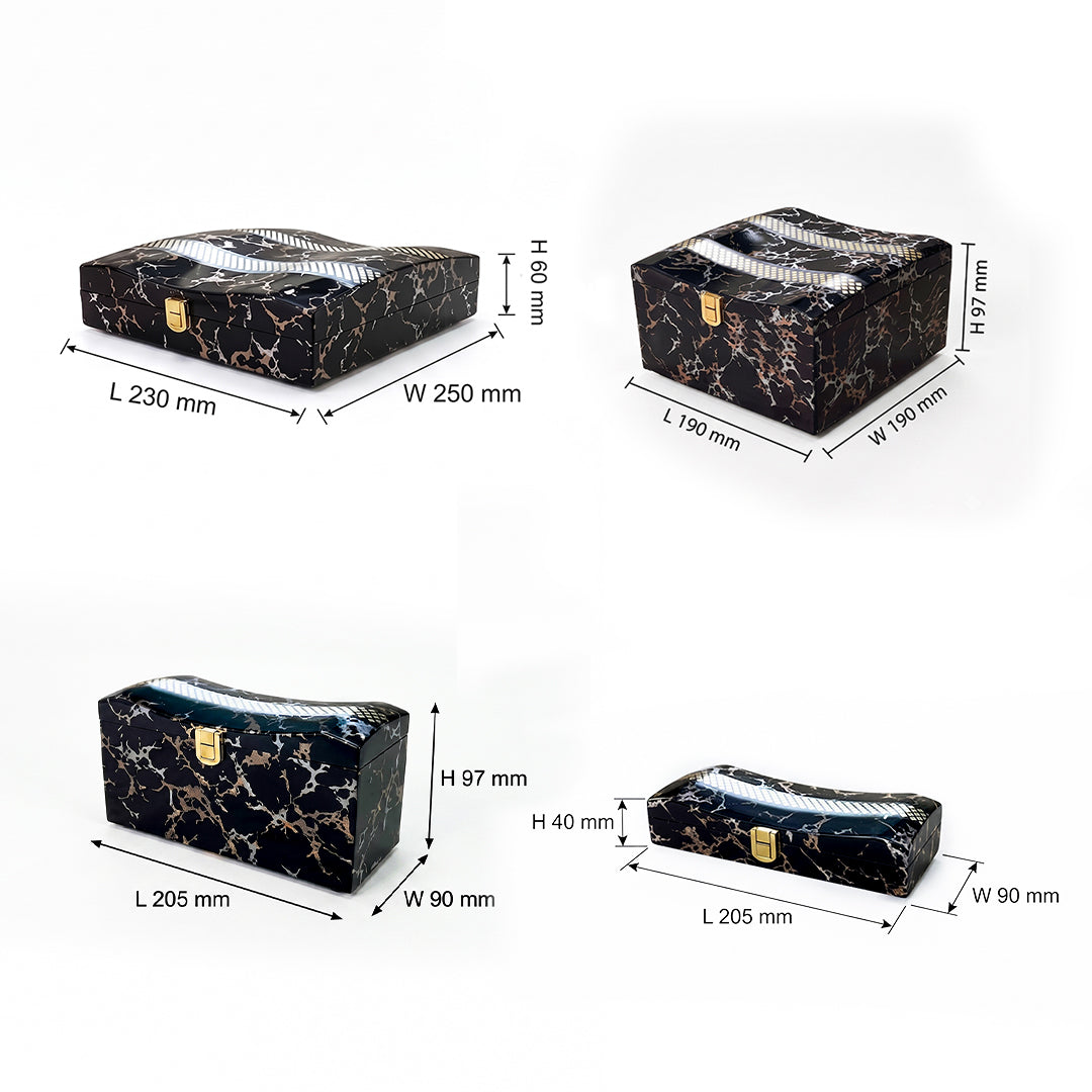 Set of 4 Pieces : (S4-2,P001,BlkMrbl)