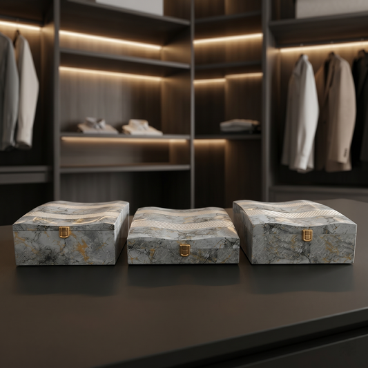 Set of 3 Pieces : (S01,P001,GreyMrbl)