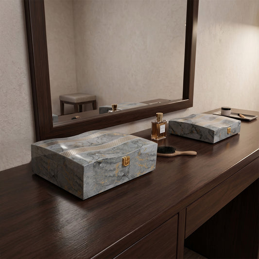Set of 2 Pieces : (S01,P001,GreyMrbl)