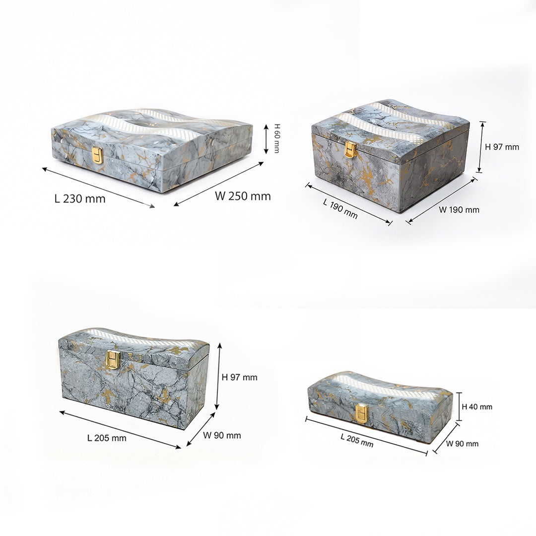 Set of 4 Pieces : (S4-2,P001,GreyMrbl)