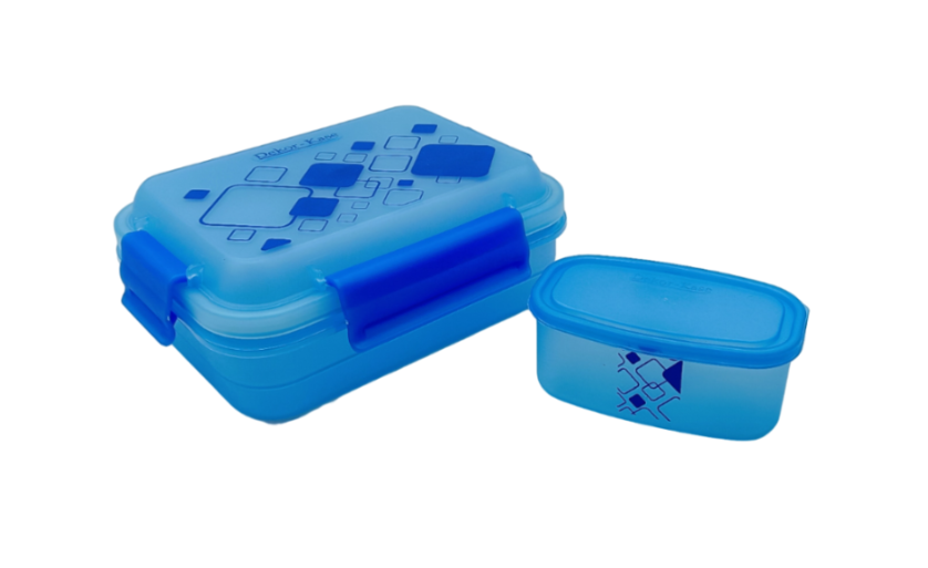 Plastic Lunch Box-Blue (Set of 2 pcs : 1 "Clip On"SB-H45 + 1 "Mini"SB-H44 )