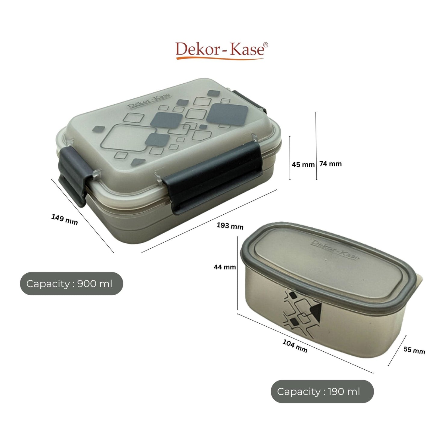 Plastic Lunch Box-Blue (Set of 2 pcs : 1 "Clip On"SB-H45 + 1 "Mini"SB-H44 )