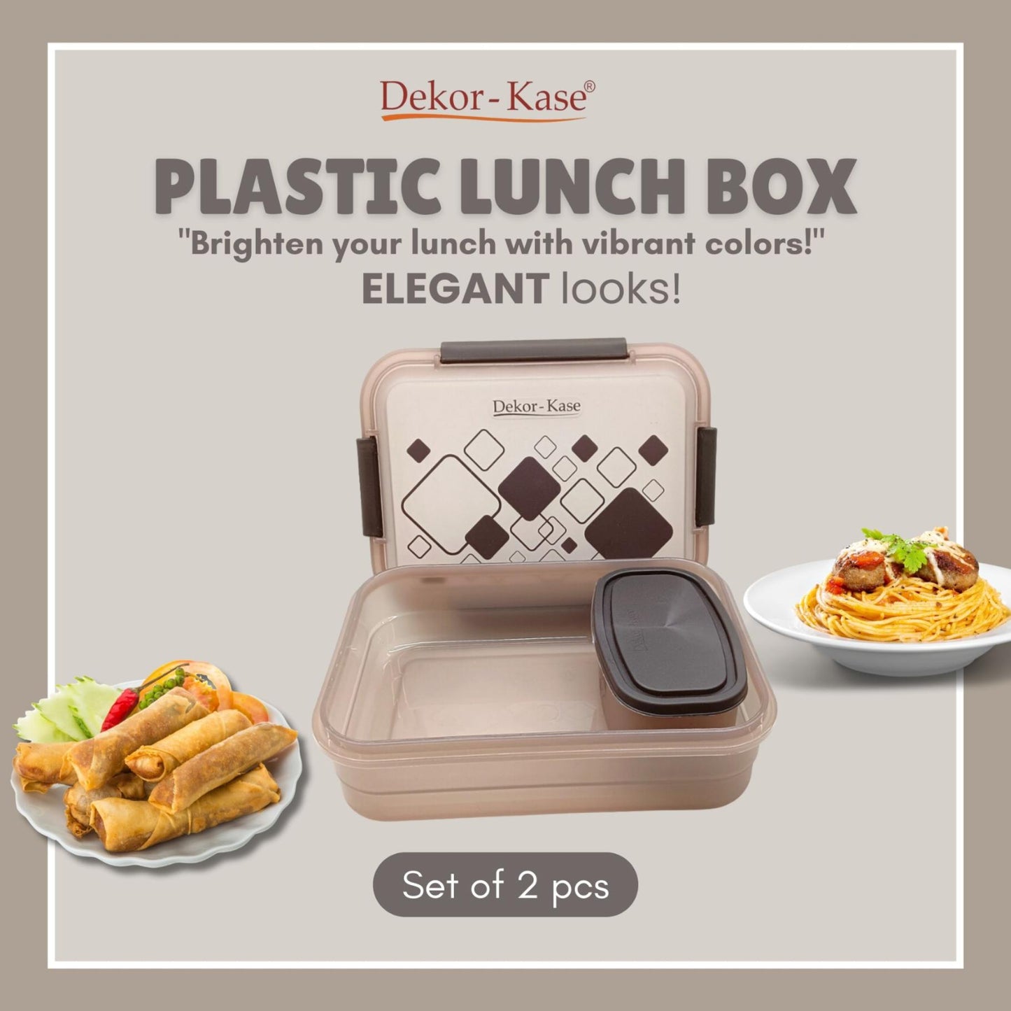 Plastic Lunch Box-Blue (Set of 2 pcs : 1 "Clip On"SB-H45 + 1 "Mini"SB-H44 )