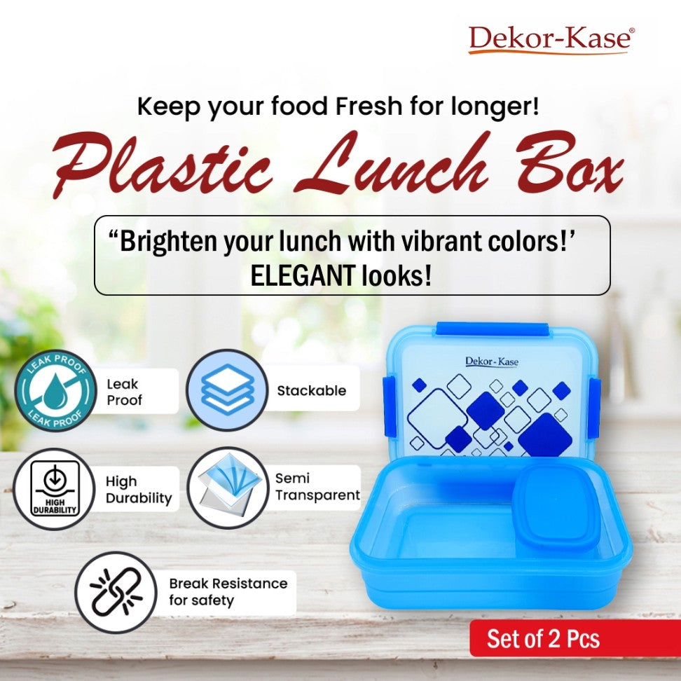 Plastic Lunch Box-Blue (Set of 2 pcs : 1 "Clip On"SB-H45 + 1 "Mini"SB-H44 )