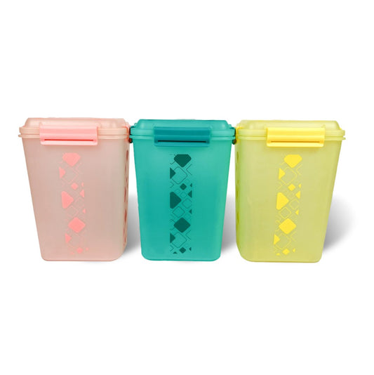 Buy 2 Get 1 Free – 4700 ml Kitchen Storage Container Set | Airtight | Dekor-Kase | BPA Free, Semi Transparent with Clip Lock Lid – Ideal for Rice, Atta, Pulses & More (Yellow-Green-Pink)