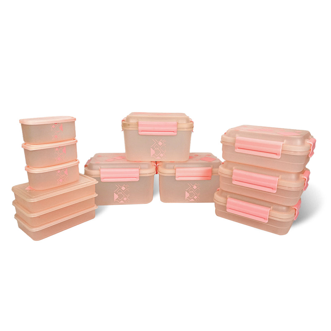 Multipurpose Food Storage Container for Dry Fruits, Pulses, Rice, Grain, Wheat |Semi-Transparent & Airtight | BPA-Free | Kitchen Organizer | Set of 12 – 3x1900 ml, 3x900 ml, 3x350 ml, 3x190 ml | Rectangular Shape