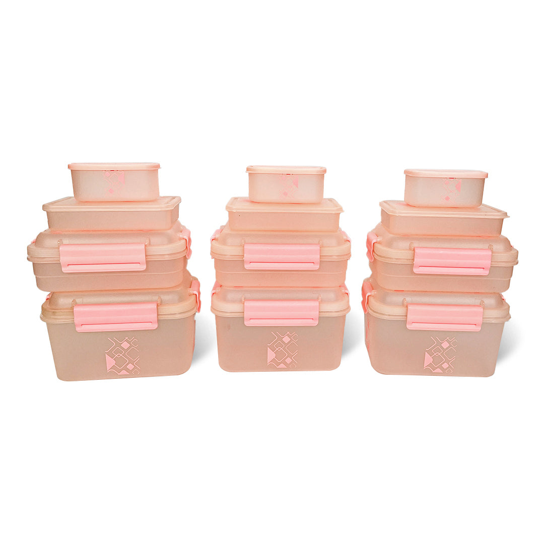 Multipurpose Food Storage Container for Dry Fruits, Pulses, Rice, Grain, Wheat |Semi-Transparent & Airtight | BPA-Free | Kitchen Organizer | Set of 12 – 3x1900 ml, 3x900 ml, 3x350 ml, 3x190 ml | Rectangular Shape