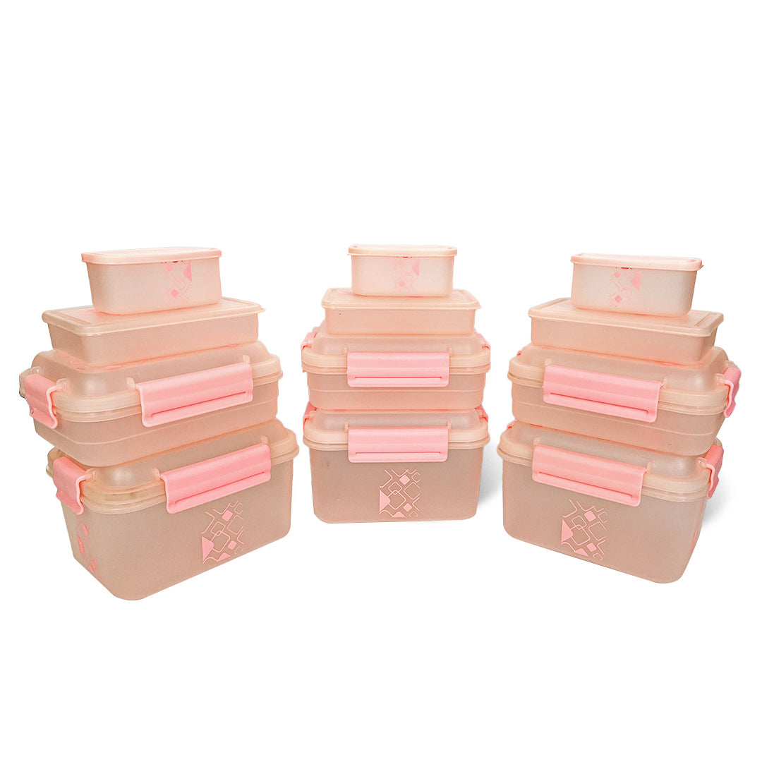 Multipurpose Food Storage Container for Dry Fruits, Pulses, Rice, Grain, Wheat |Semi-Transparent & Airtight | BPA-Free | Kitchen Organizer | Set of 12 – 3x1900 ml, 3x900 ml, 3x350 ml, 3x190 ml | Rectangular Shape