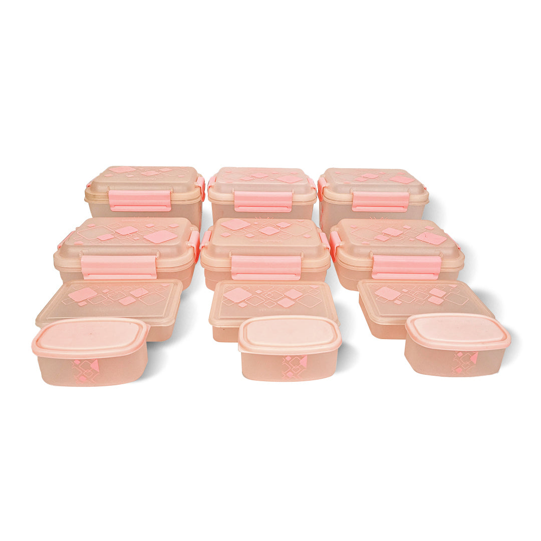 Multipurpose Food Storage Container for Dry Fruits, Pulses, Rice, Grain, Wheat |Semi-Transparent & Airtight | BPA-Free | Kitchen Organizer | Set of 12 – 3x1900 ml, 3x900 ml, 3x350 ml, 3x190 ml | Rectangular Shape