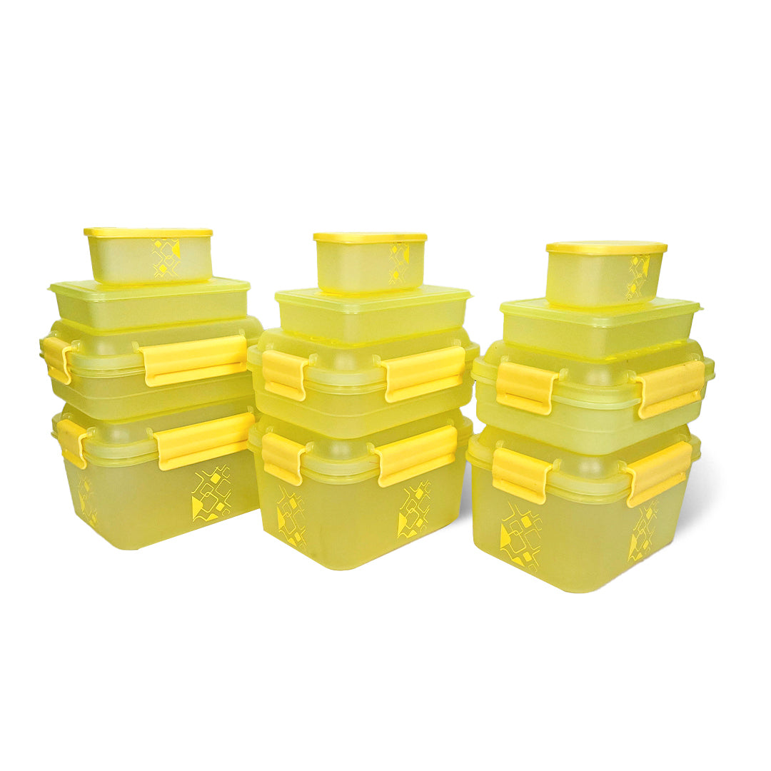 Multipurpose Food Storage Container for Dry Fruits, Pulses, Rice, Grain, Wheat |Semi-Transparent & Airtight | BPA-Free | Kitchen Organizer | Set of 12 – 3x1900 ml, 3x900 ml, 3x350 ml, 3x190 ml | Rectangular Shape