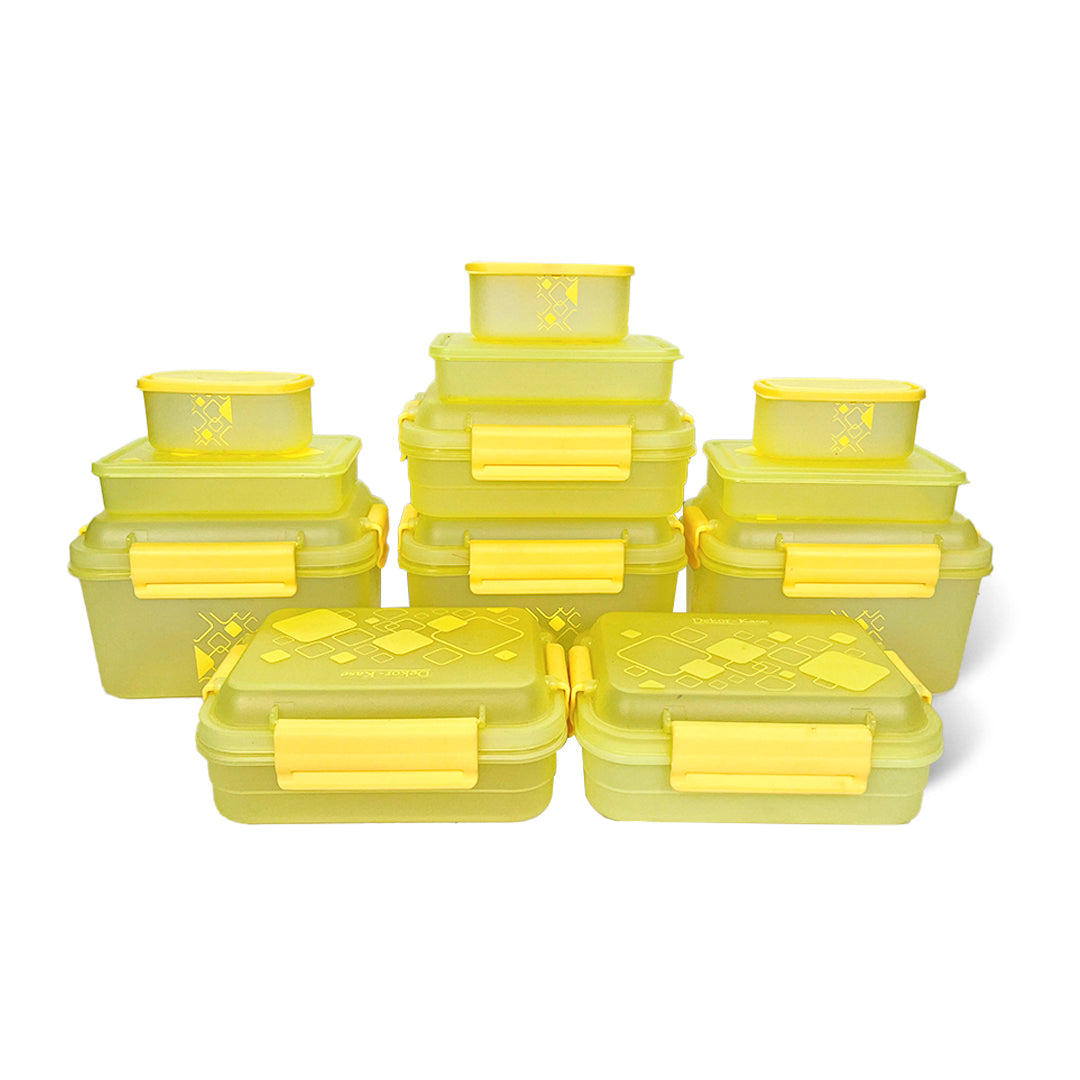Multipurpose Food Storage Container for Dry Fruits, Pulses, Rice, Grain, Wheat |Semi-Transparent & Airtight | BPA-Free | Kitchen Organizer | Set of 12 – 3x1900 ml, 3x900 ml, 3x350 ml, 3x190 ml | Rectangular Shape