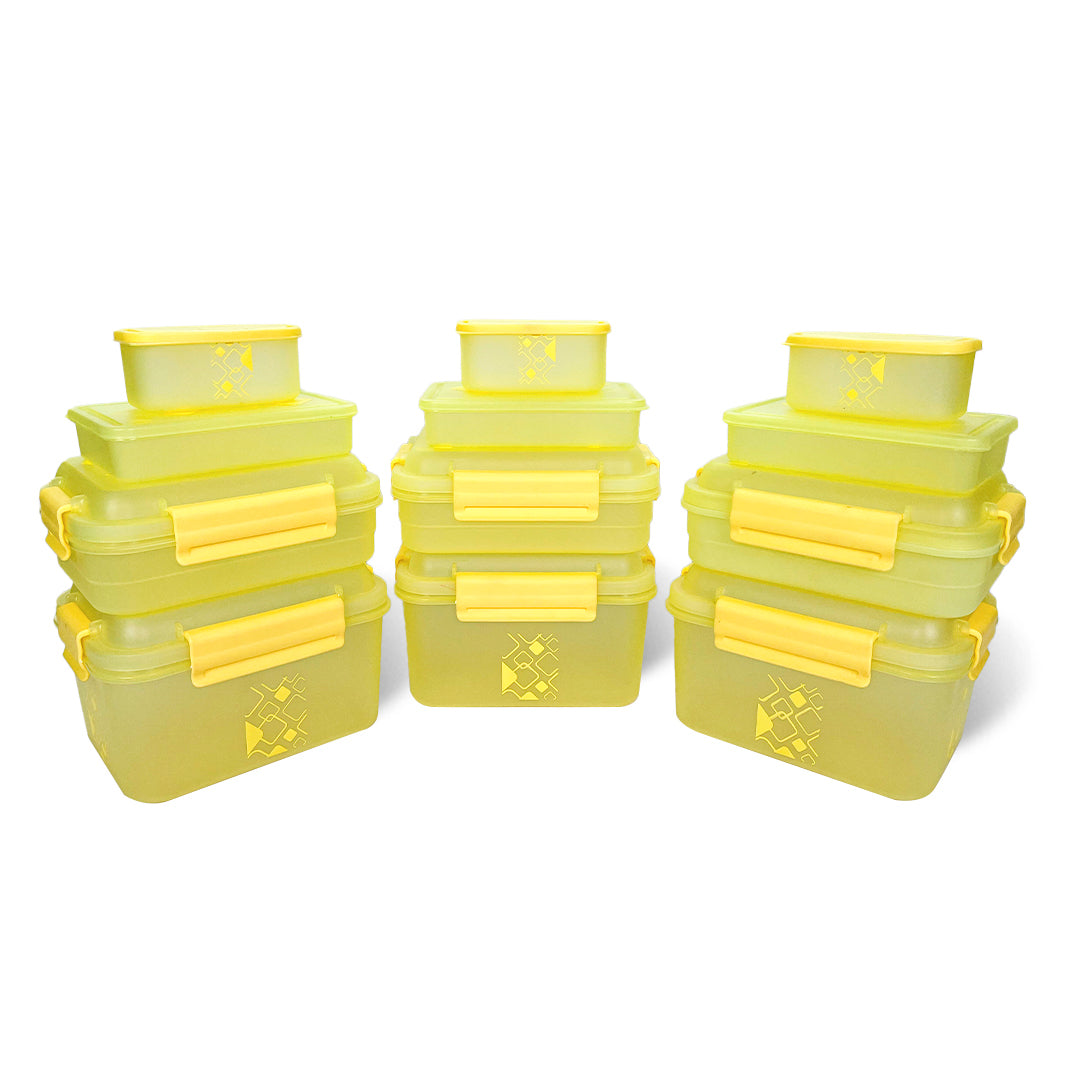 Multipurpose Food Storage Container for Dry Fruits, Pulses, Rice, Grain, Wheat |Semi-Transparent & Airtight | BPA-Free | Kitchen Organizer | Set of 12 – 3x1900 ml, 3x900 ml, 3x350 ml, 3x190 ml | Rectangular Shape