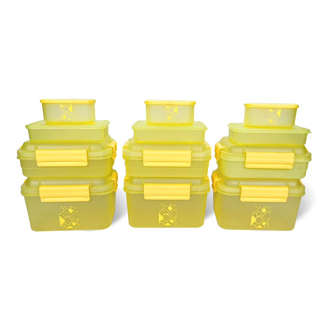 Multipurpose Food Storage Container for Dry Fruits, Pulses, Rice, Grain, Wheat |Semi-Transparent & Airtight | BPA-Free | Kitchen Organizer | Set of 12 – 3x1900 ml, 3x900 ml, 3x350 ml, 3x190 ml | Rectangular Shape
