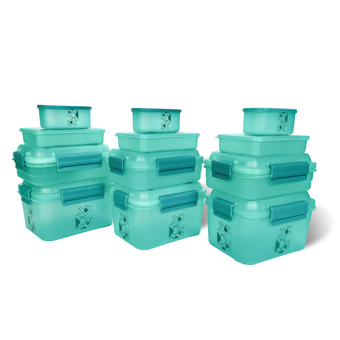 Multipurpose Food Storage Container for Dry Fruits, Pulses, Rice, Grain, Wheat |Semi-Transparent & Airtight | BPA-Free | Kitchen Organizer | Set of 12 – 3x1900 ml, 3x900 ml, 3x350 ml, 3x190 ml | Rectangular Shape