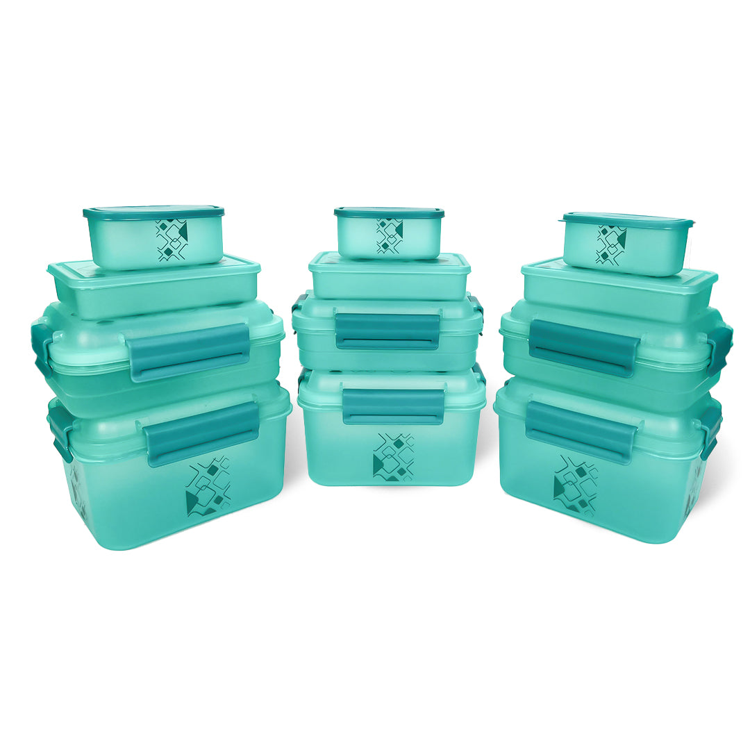 Multipurpose Food Storage Container for Dry Fruits, Pulses, Rice, Grain, Wheat |Semi-Transparent & Airtight | BPA-Free | Kitchen Organizer | Set of 12 – 3x1900 ml, 3x900 ml, 3x350 ml, 3x190 ml | Rectangular Shape