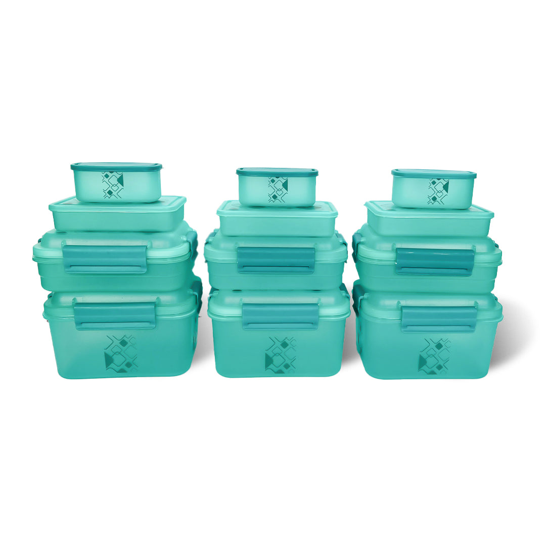 Multipurpose Food Storage Container for Dry Fruits, Pulses, Rice, Grain, Wheat |Semi-Transparent & Airtight | BPA-Free | Kitchen Organizer | Set of 12 – 3x1900 ml, 3x900 ml, 3x350 ml, 3x190 ml | Rectangular Shape