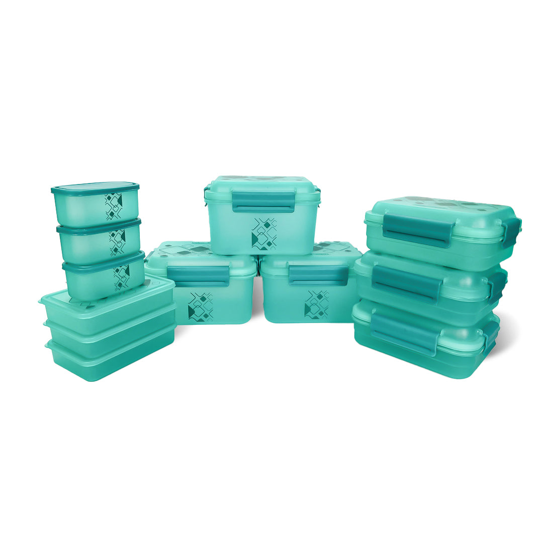 Multipurpose Food Storage Container for Dry Fruits, Pulses, Rice, Grain, Wheat |Semi-Transparent & Airtight | BPA-Free | Kitchen Organizer | Set of 12 – 3x1900 ml, 3x900 ml, 3x350 ml, 3x190 ml | Rectangular Shape