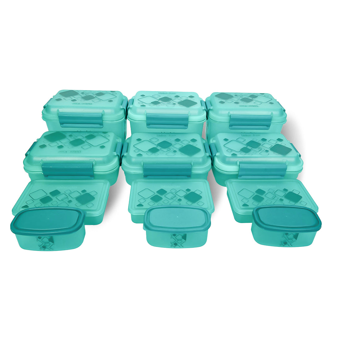 Multipurpose Food Storage Container for Dry Fruits, Pulses, Rice, Grain, Wheat |Semi-Transparent & Airtight | BPA-Free | Kitchen Organizer | Set of 12 – 3x1900 ml, 3x900 ml, 3x350 ml, 3x190 ml | Rectangular Shape