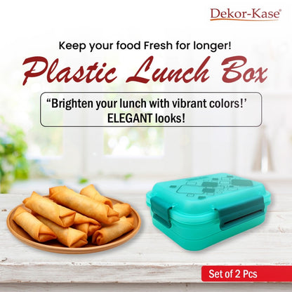 Plastic Lunch Box-Blue (Set of 2 pcs : 1 "Clip On"SB-H45 + 1 "Mini"SB-H44 )