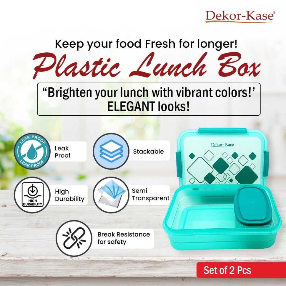 Plastic Lunch Box-Blue (Set of 2 pcs : 1 "Clip On"SB-H45 + 1 "Mini"SB-H44 )