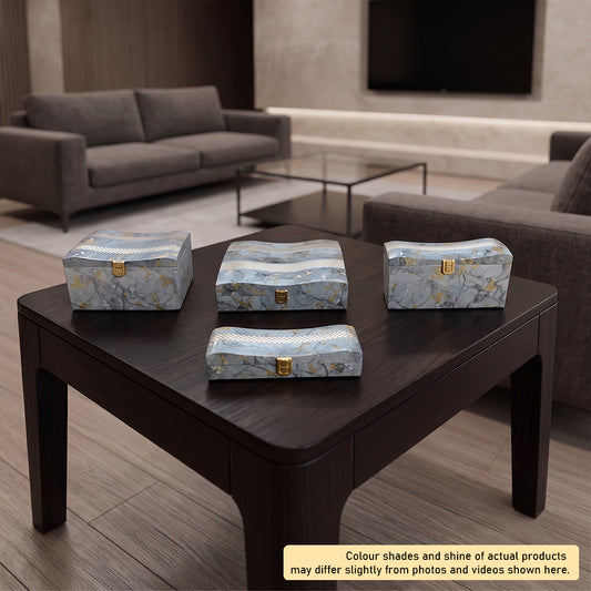 Set of 4 Pieces : (S4-2,P001,GreyMrbl)