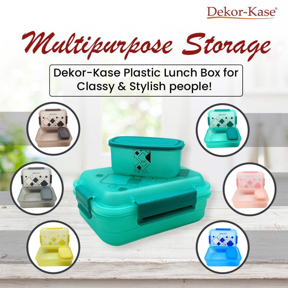 Plastic Lunch Box-Blue (Set of 2 pcs : 1 "Clip On"SB-H45 + 1 "Mini"SB-H44 )