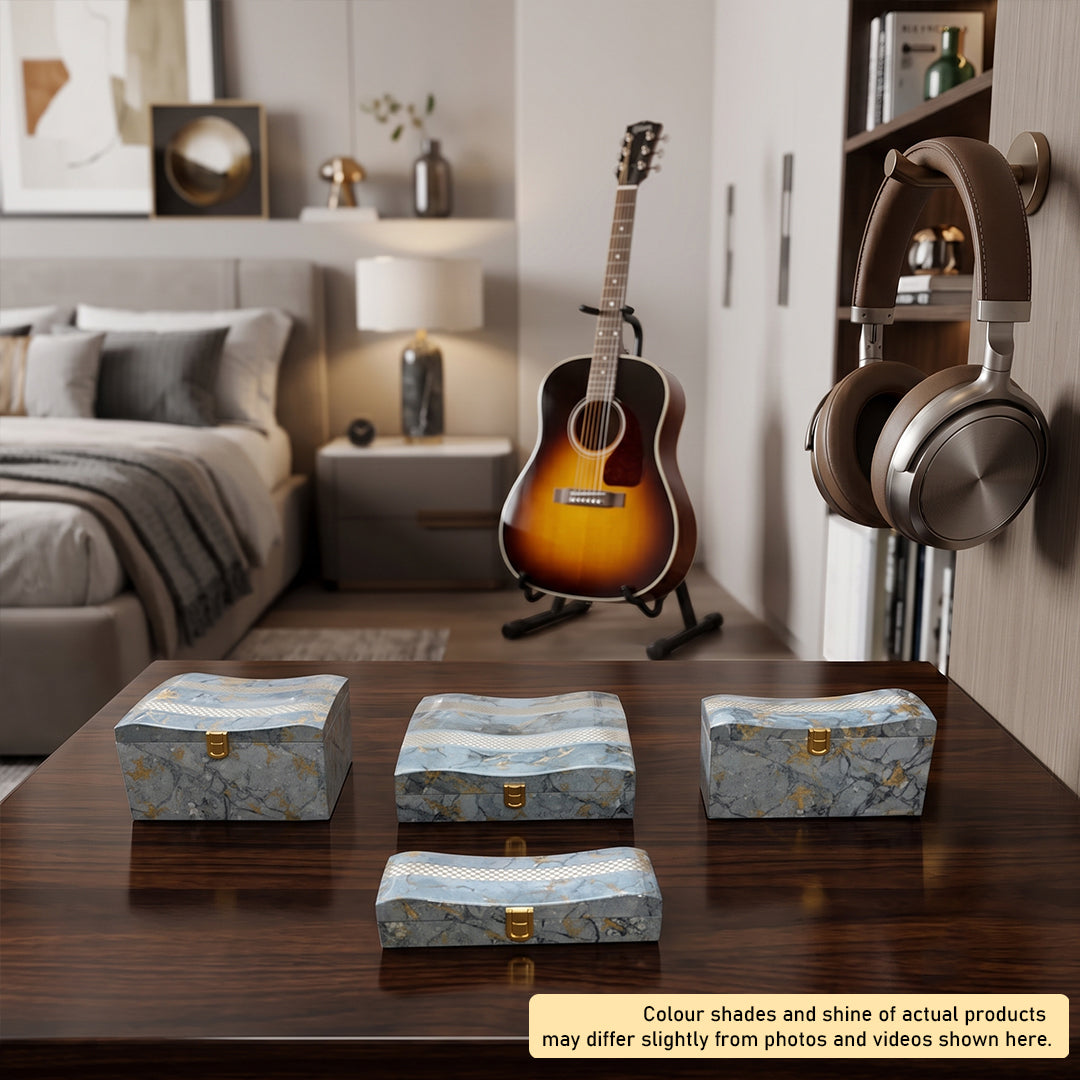 Set of 4 Pieces : (S4-2,P001,GreyMrbl)