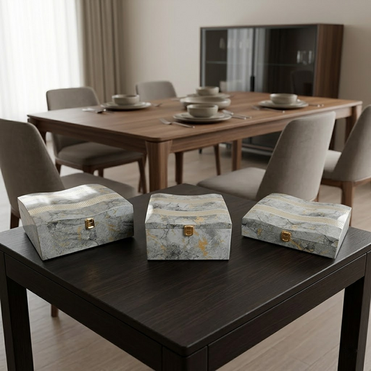 Set of 3 Pieces  : (S01,P001,GreyMrbl)