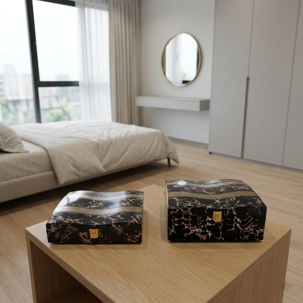 Set of 2 Pieces : (S01,P001,BlkMrbl)