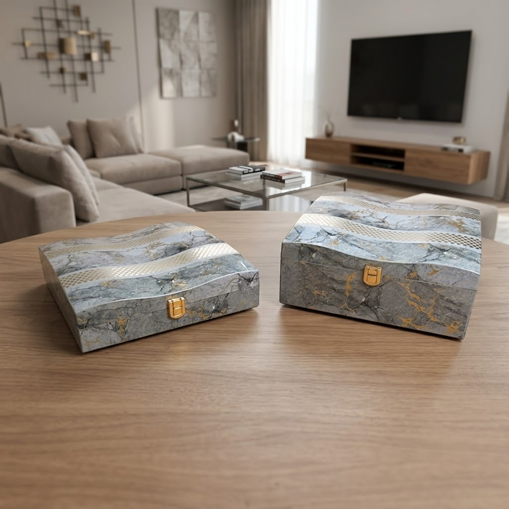 Set of 2 Pieces : (S01,P001,GreyMrbl)