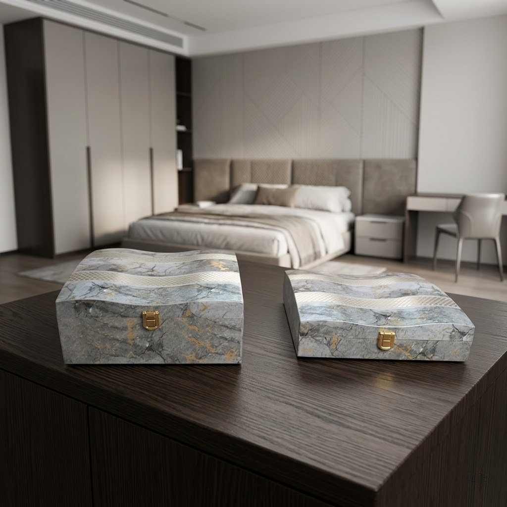 Set of 2 Pieces : (S01,P001,GreyMrbl)