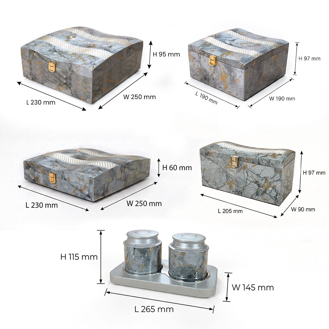 Set of 5 Pieces : (S5-3,P001,GreyMrbl)
