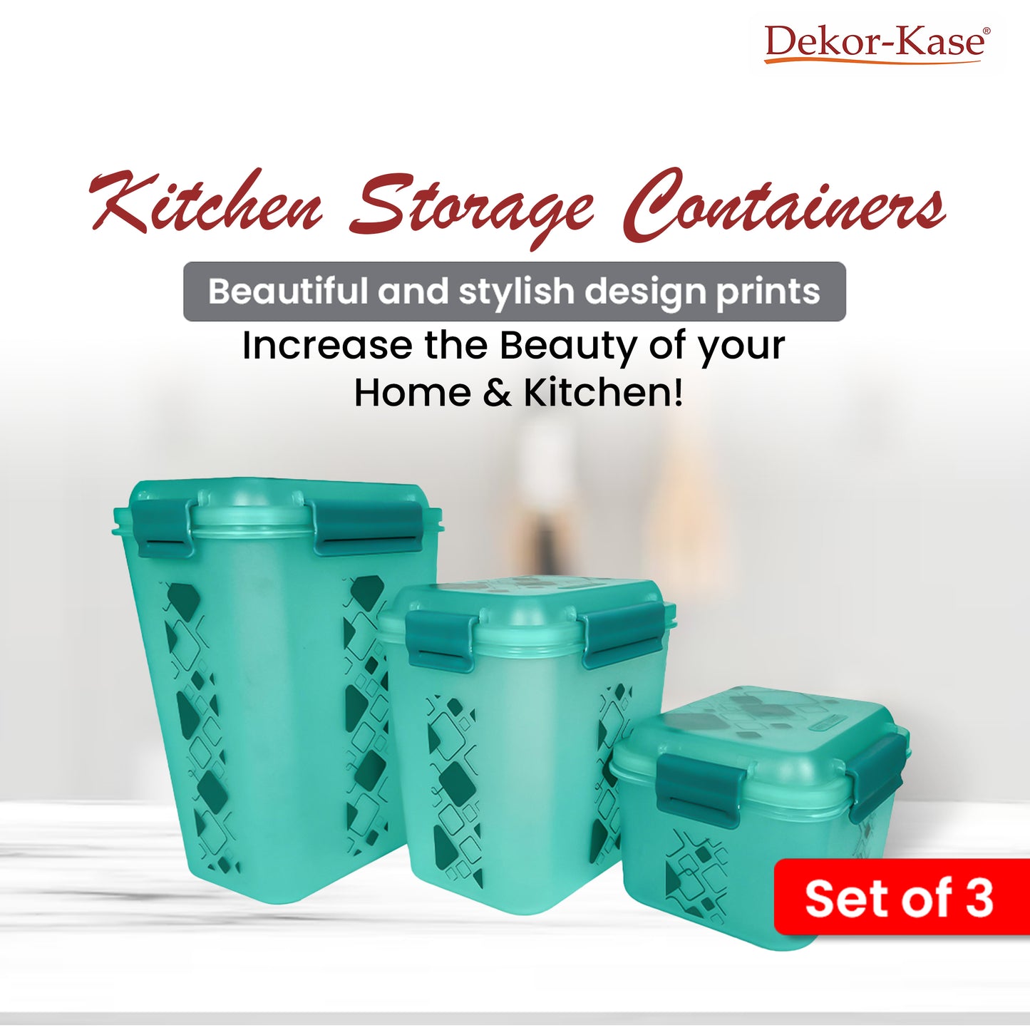 Airtight Kitchen Storage Container Set – 3 pcs (4700 ml, 3400 ml, 1900 ml) | BPA-Free | Food Grade | Dry Food & Grain Organizer