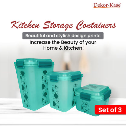 Airtight Kitchen Storage Container Set – 3 pcs (4700 ml, 3400 ml, 1900 ml) | BPA-Free | Food Grade | Dry Food & Grain Organizer
