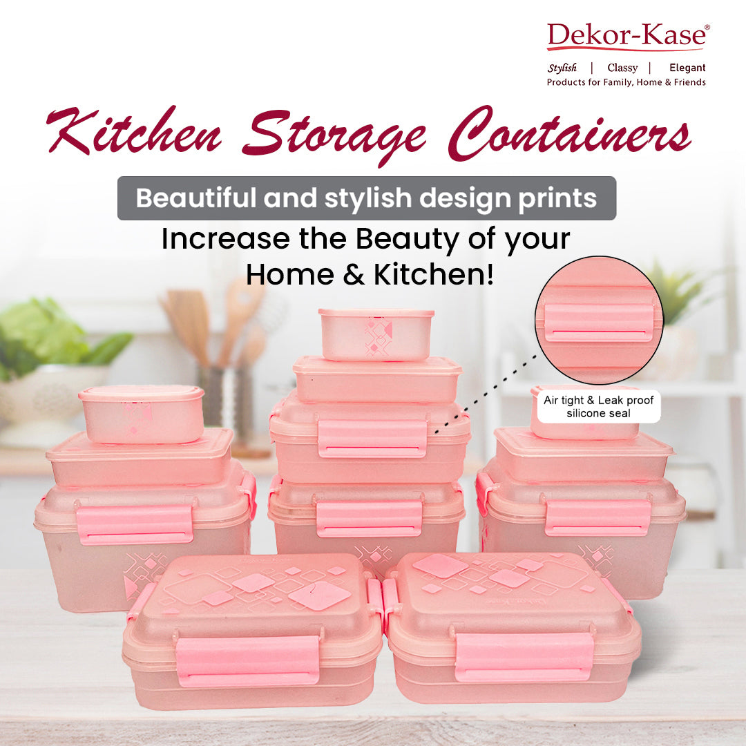 Multipurpose Food Storage Container for Dry Fruits, Pulses, Rice, Grain, Wheat |Semi-Transparent & Airtight | BPA-Free | Kitchen Organizer | Set of 12 – 3x1900 ml, 3x900 ml, 3x350 ml, 3x190 ml | Rectangular Shape