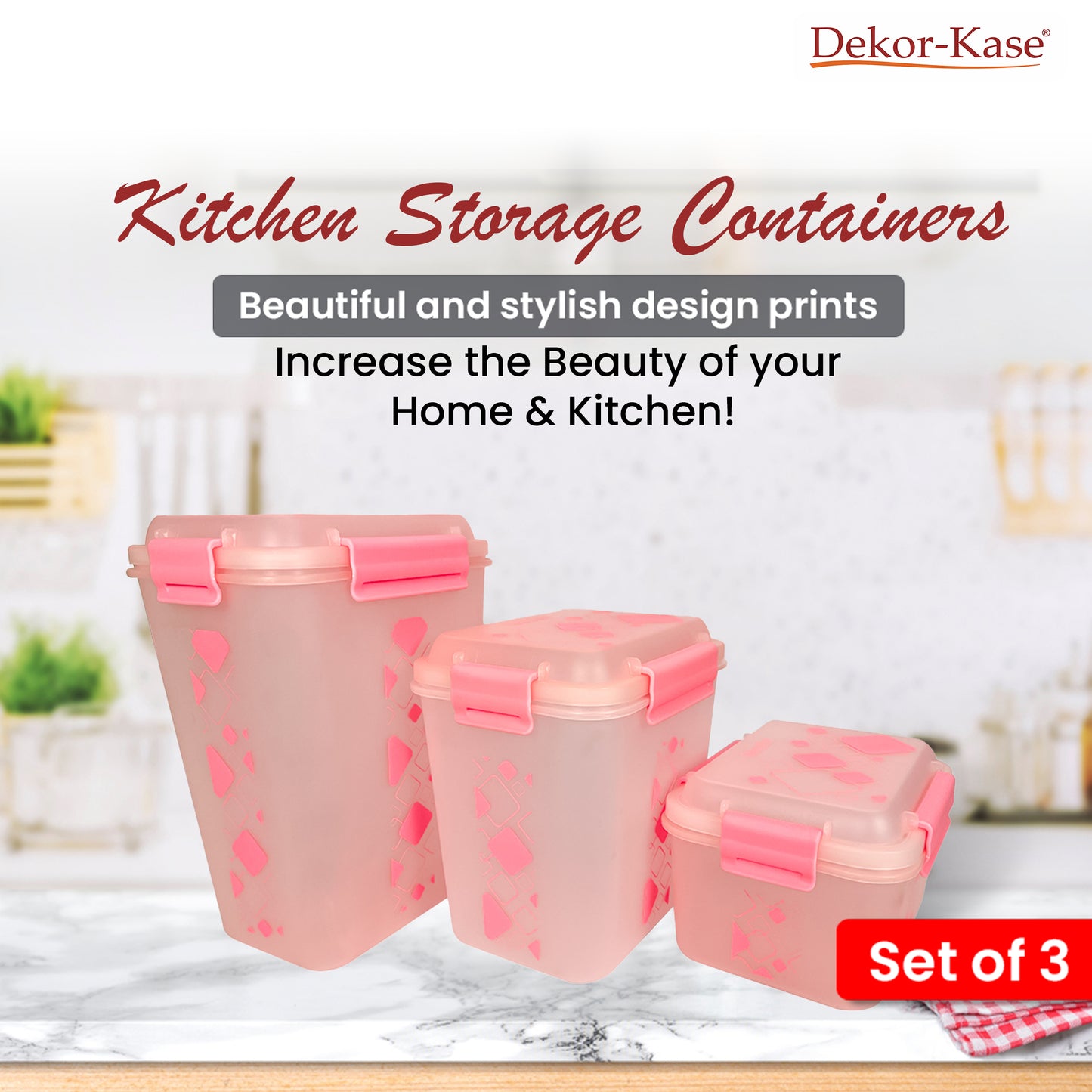 Airtight Kitchen Storage Container Set – 3 pcs (4700 ml, 3400 ml, 1900 ml) | BPA-Free | Food Grade | Dry Food & Grain Organizer