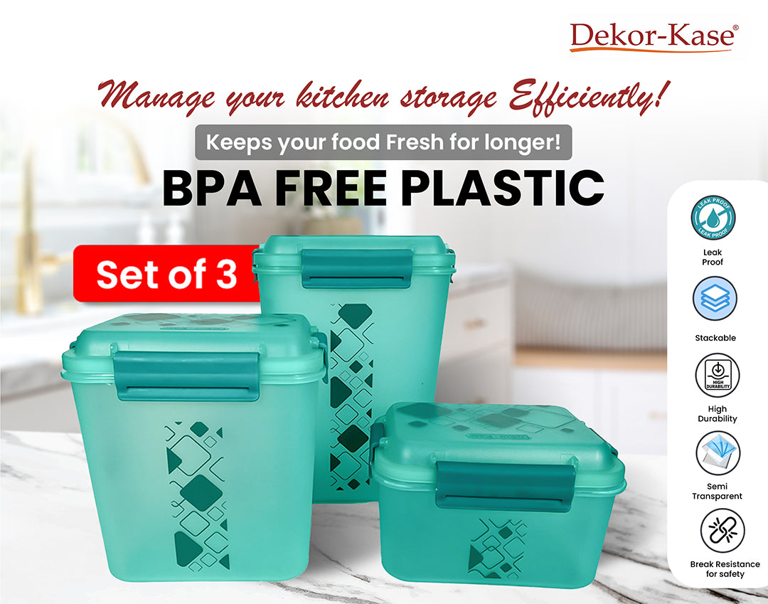 Airtight Kitchen Storage Container Set – 3 pcs (4700 ml, 3400 ml, 1900 ml)