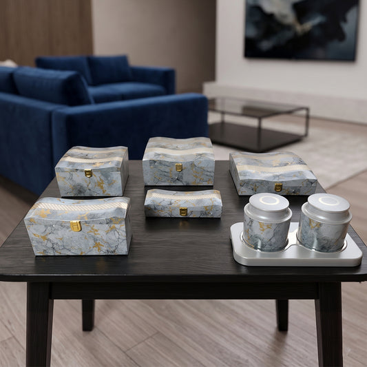 Set of 6 Pieces : (S01,P001,GreyMrbl)