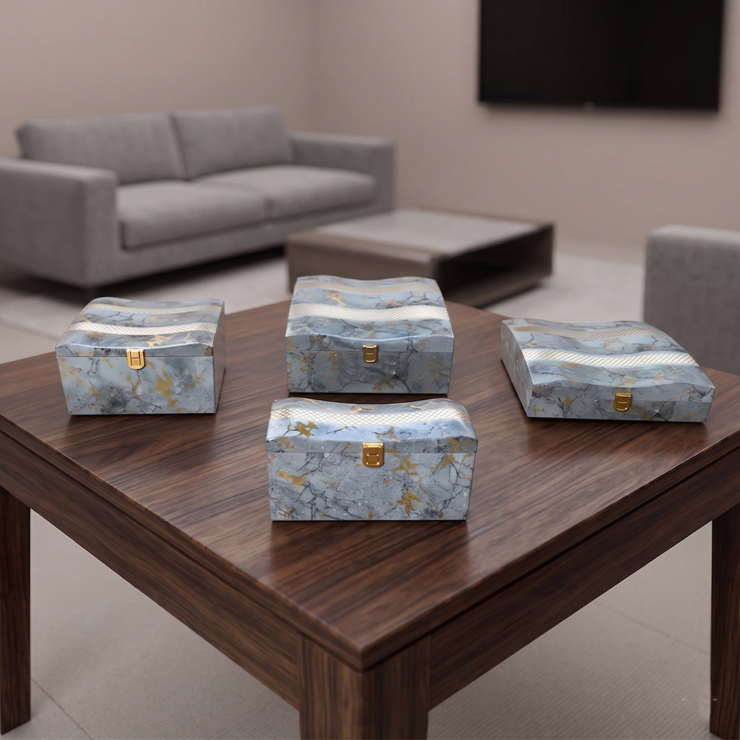 Set of 4 Pieces : (S01,P001,GreyMrbl)
