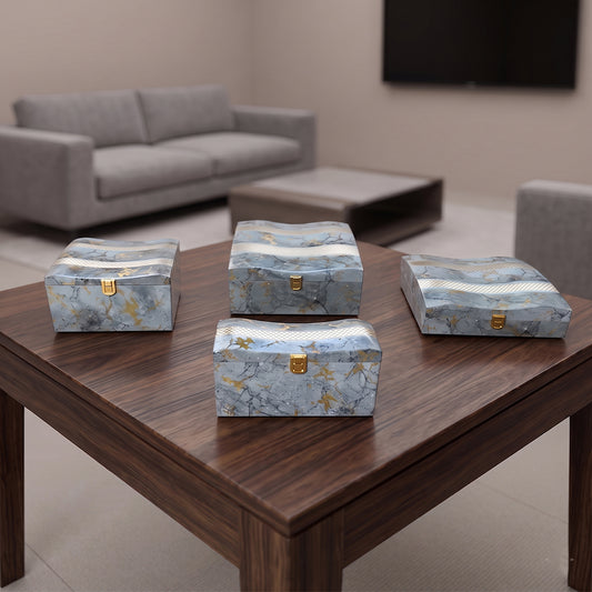 Set of 4 Pieces : (S01,P001,GreyMrbl)